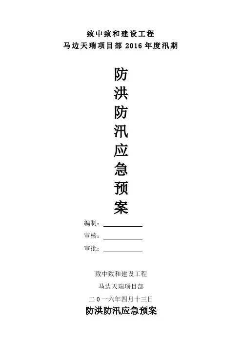 2016防洪防汛应急处置预案