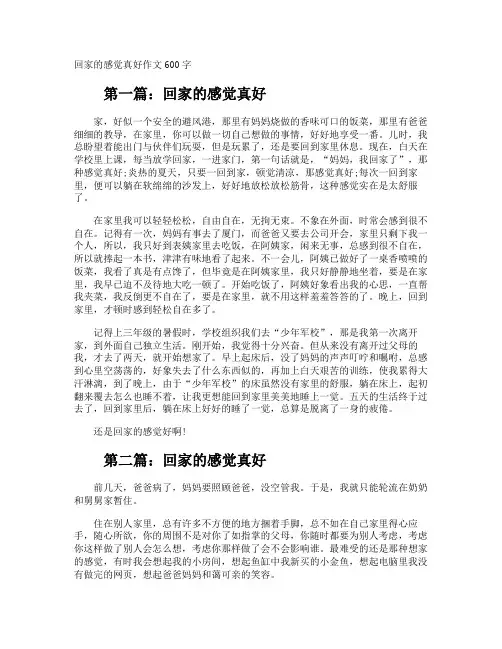 回家的感觉真好作文600字
