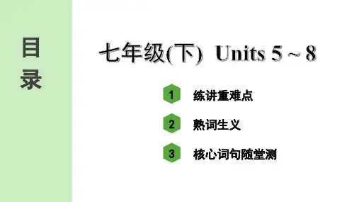 最新人教版中考英语知识点复习——七年级(下)  Units 5~8