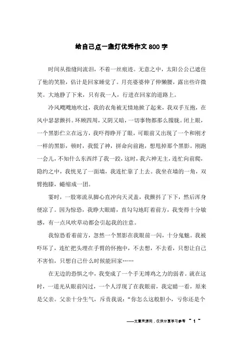 给自己点一盏灯优秀作文800字