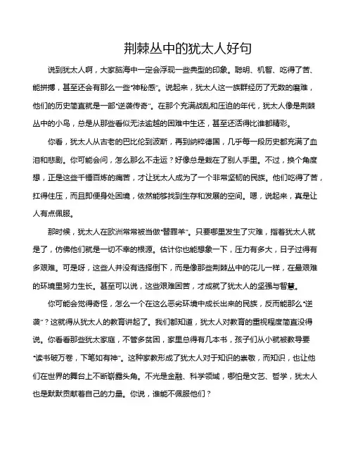 荆棘丛中的犹太人好句