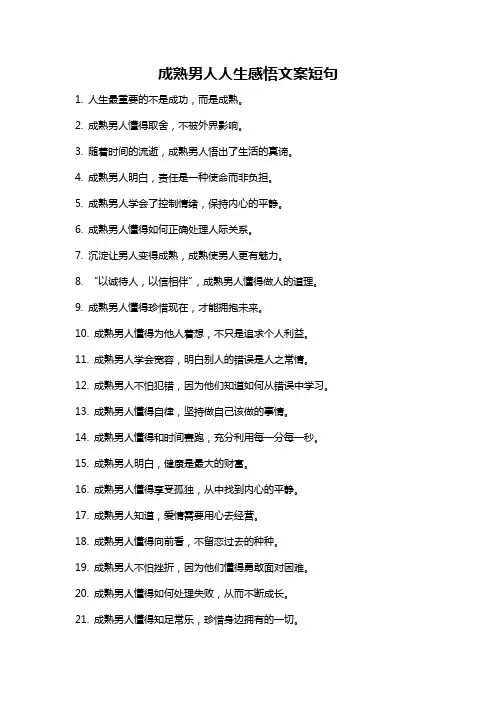 成熟男人人生感悟文案短句