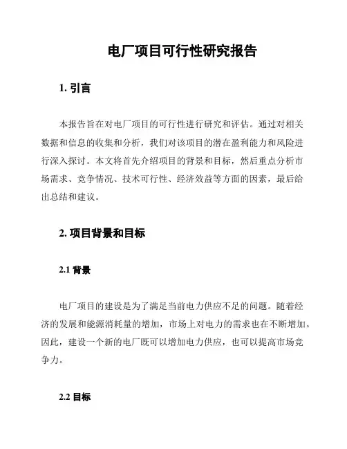 电厂项目可行性研究报告