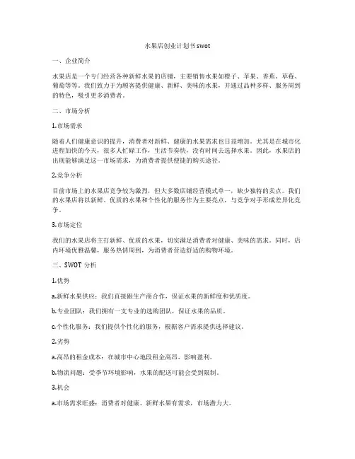 水果店创业计划书swot