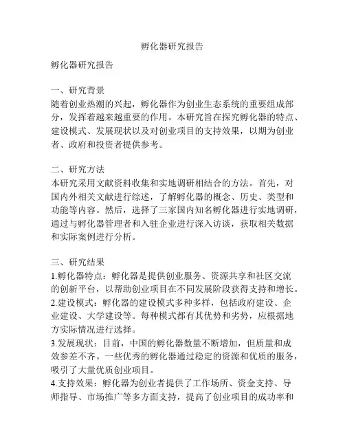 孵化器研究报告