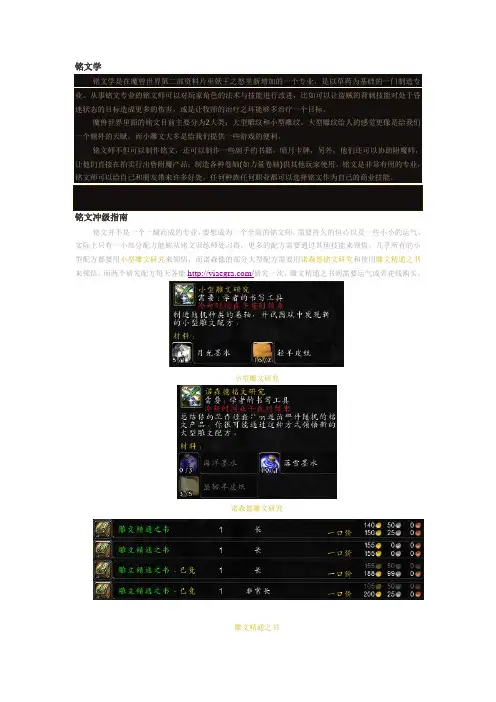 魔兽世界铭文MOP1-600攻略