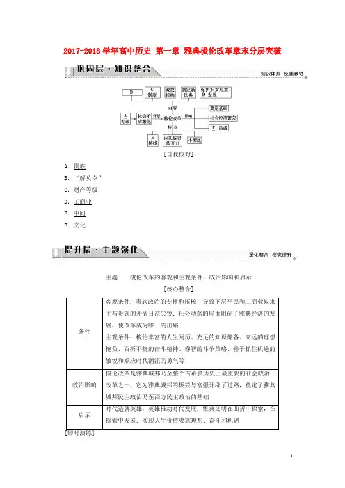 18学年高中历史第一章雅典梭伦改革章末分层突破含解析11708140166