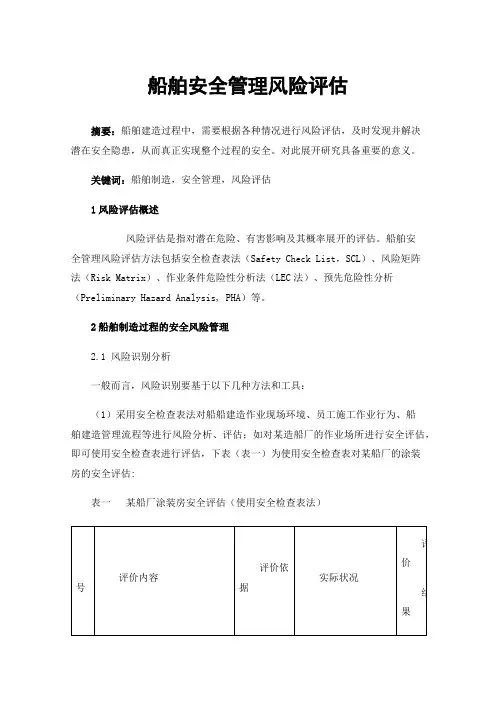 船舶安全管理风险评估
