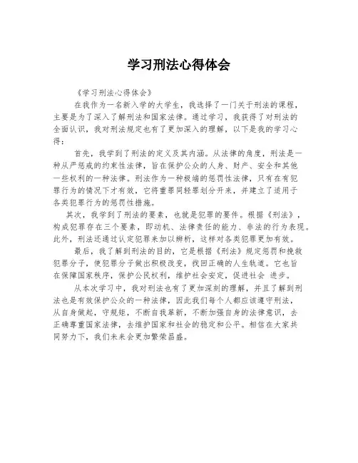 学习刑法心得体会