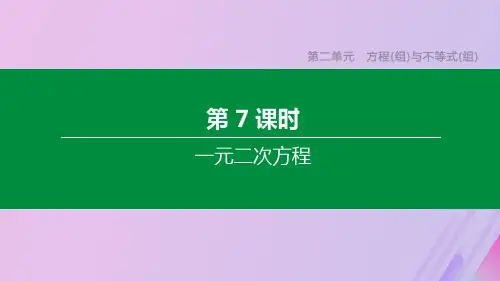 (江苏专版)2020年中考数学复习第二单元方程(组)与不等式(组)第07课时一元二次方程课件