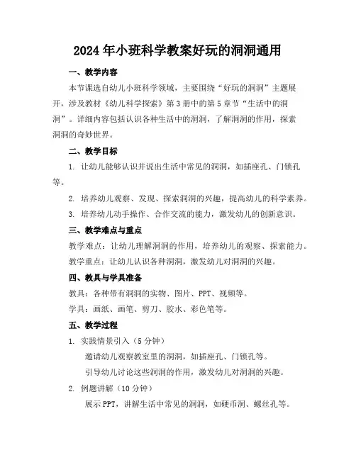 2024年小班科学教案好玩的洞洞通用