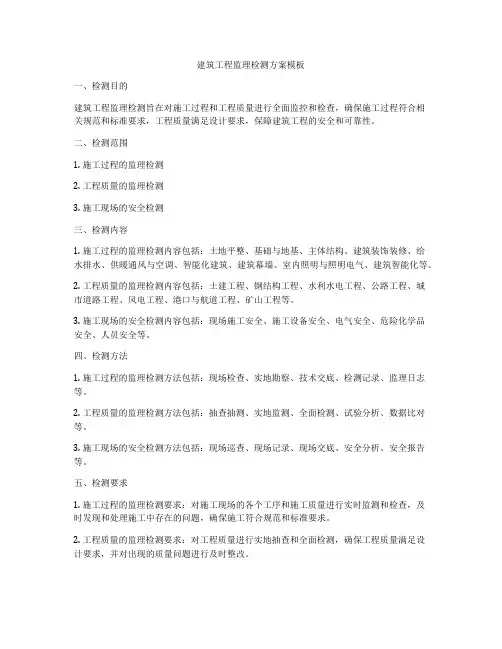 建筑工程监理检测方案模板