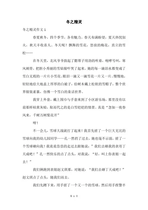 冬之精灵精品文档