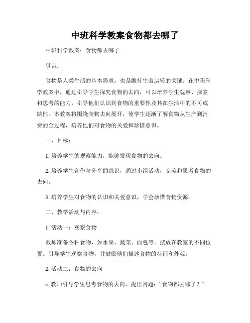 中班科学教案食物都去哪了