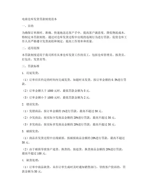 电商仓库发货罚款制度范本