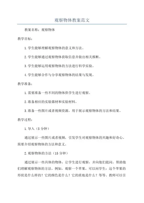 观察物体教案范文