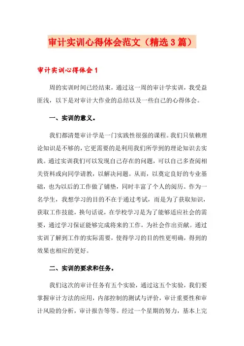 审计实训心得体会范文(精选3篇)