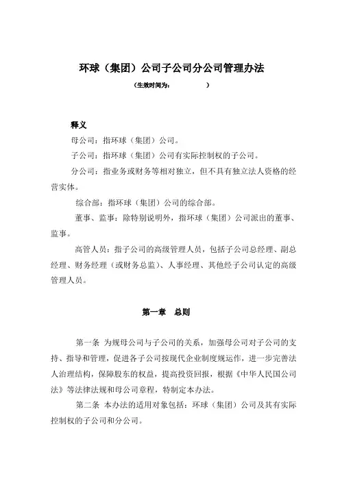 子公司分公司管理办法_2015