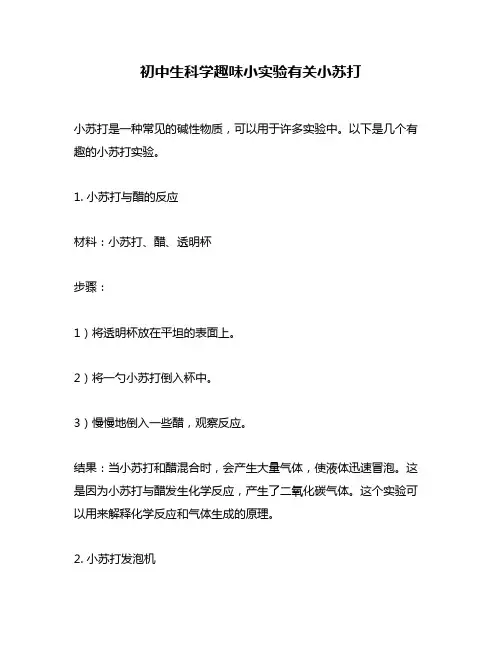 初中生科学趣味小实验有关小苏打