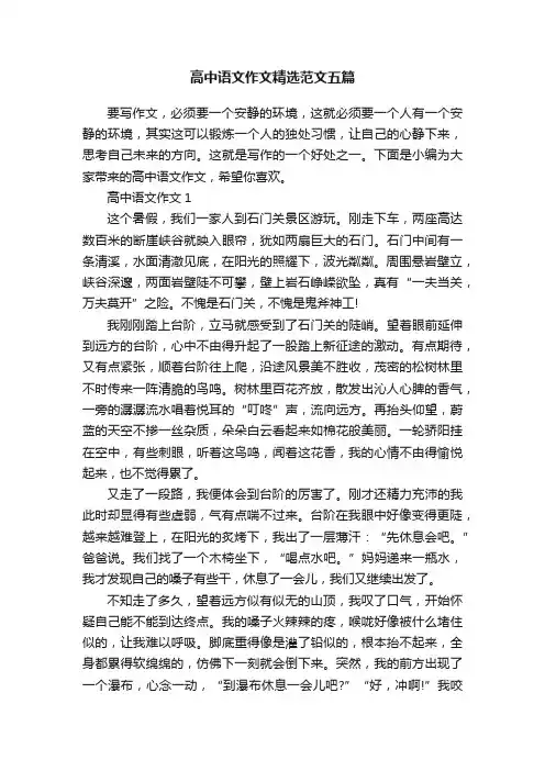 高中语文作文精选范文五篇