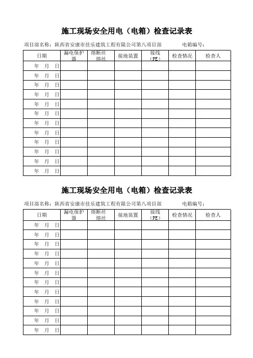 施工现场安全用电(电箱)检查记录表