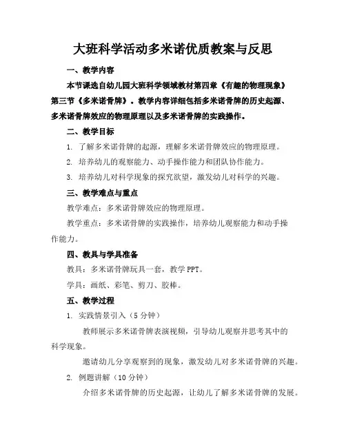 大班科学活动多米诺优质教案与反思