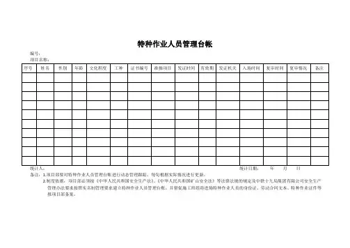 特种作业人员管理台帐