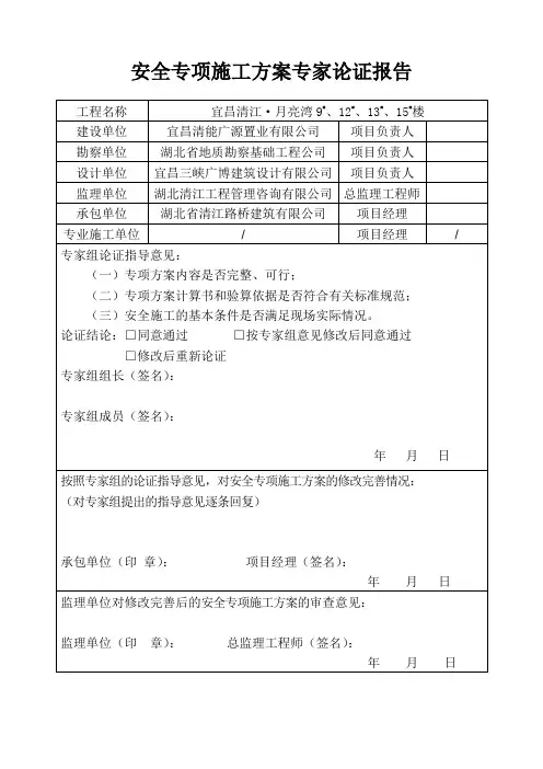 人工挖孔桩施工方案(专家论证报告)