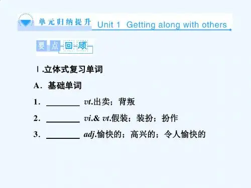 牛津译林版高中英语必修五Unit 1《Getting along with others》单元归纳提升课件