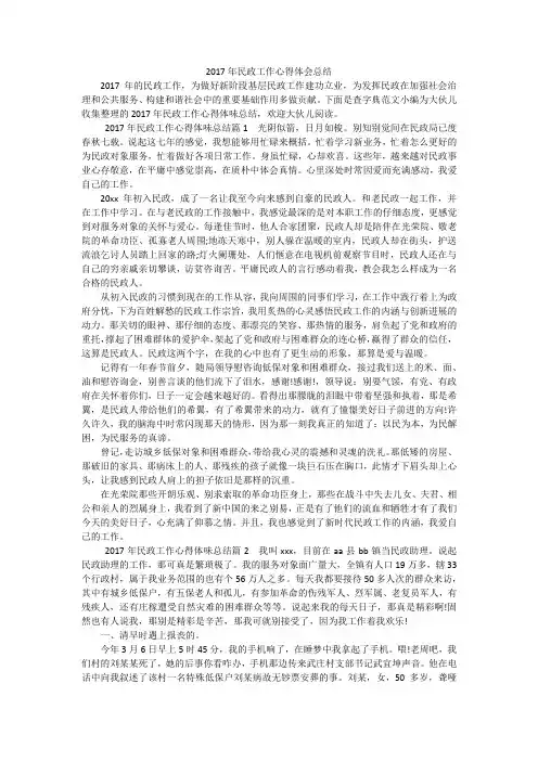 2017年民政工作心得体会总结