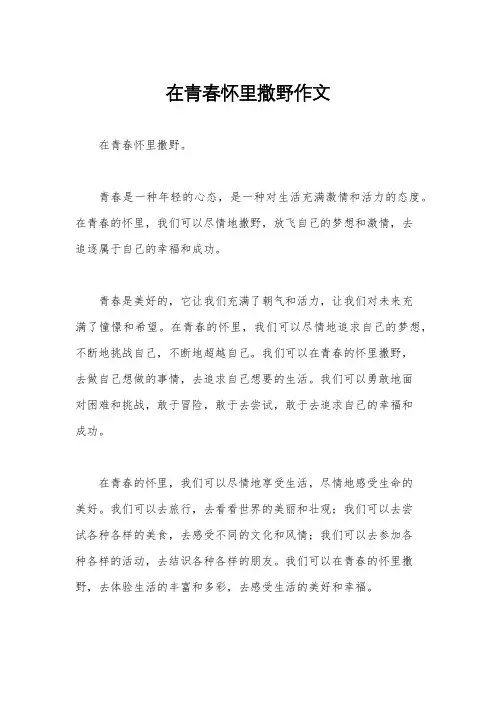 在青春怀里撒野作文