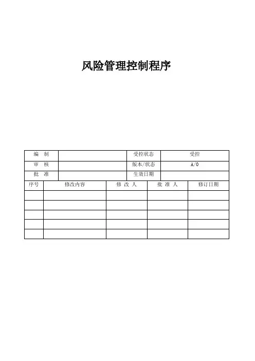 风险管理控制程序