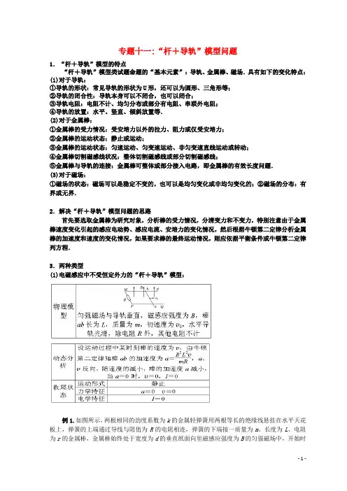 2020高考物理总复习 解题方法专题精细讲解 专题十一 “杆+导轨”模型问题学案