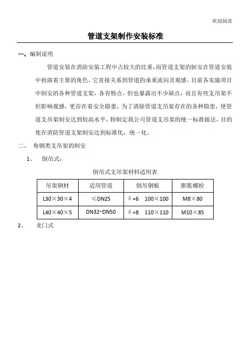 管道支架制作安装规范