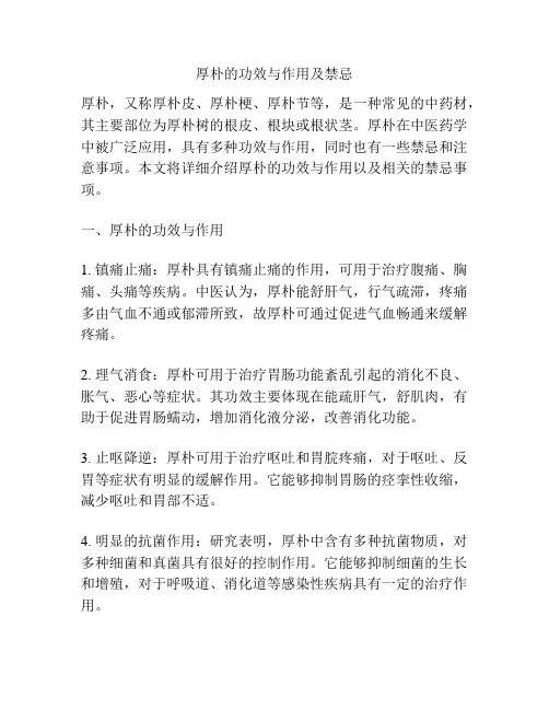 厚朴的功效与作用及禁忌