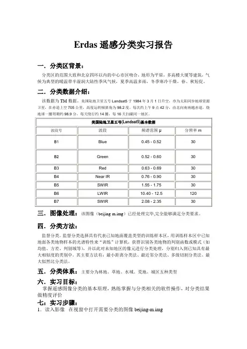 遥感分类实习报告