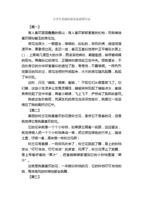小学生美丽的荷花池看图写话_作文750字_写植物的作文_