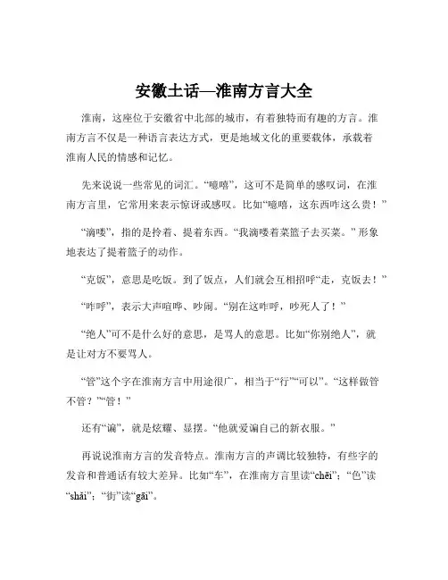 安徽土话—淮南方言大全