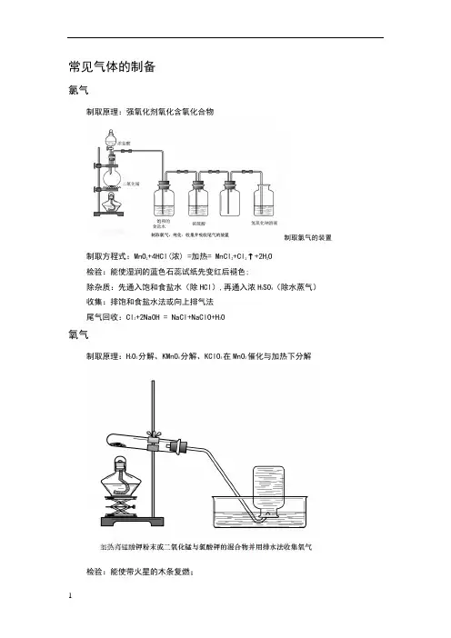 高中常见气体的制备