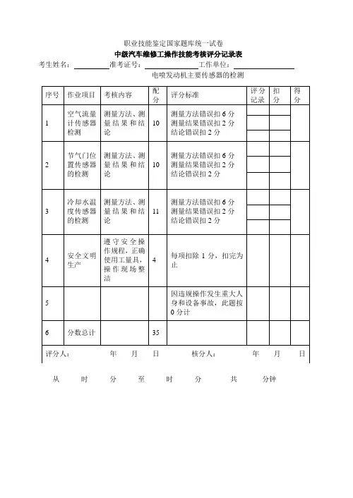 电喷发动机主要传感器的检测
