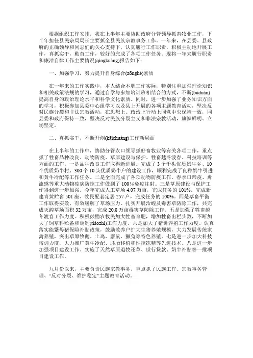 免费范文：2008年民宗局局长述职述廉报告