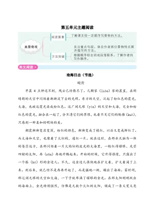 部编版四年级语文下册  第五单元主题阅读卷含答案