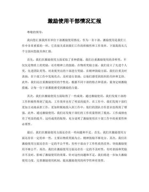 激励使用干部情况汇报