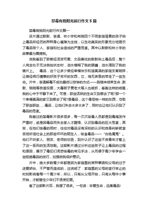 禁毒有我阳光前行作文5篇