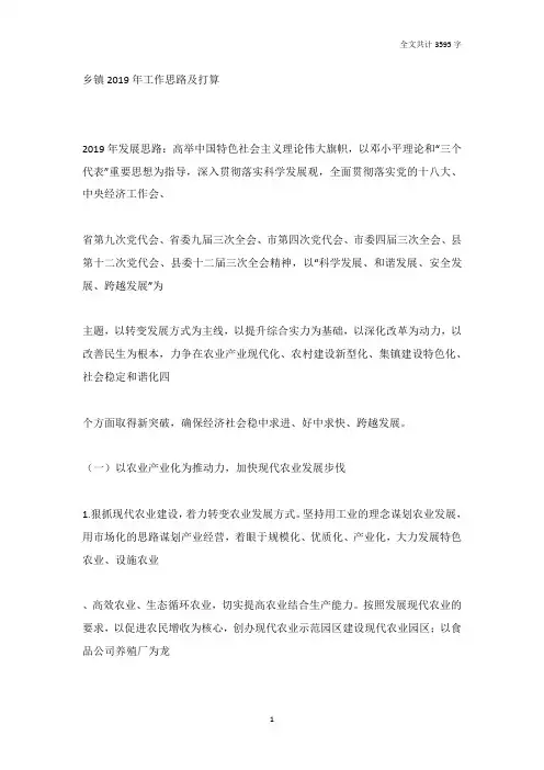 乡镇2019年工作思路及打算