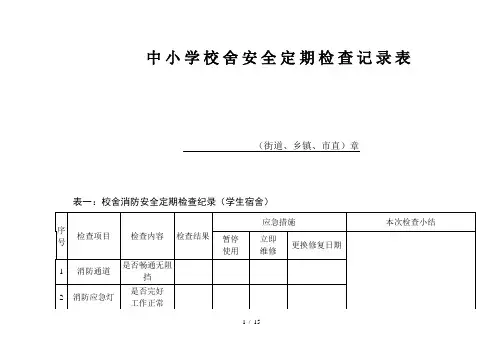 中小学校舍安全定期检查记录表