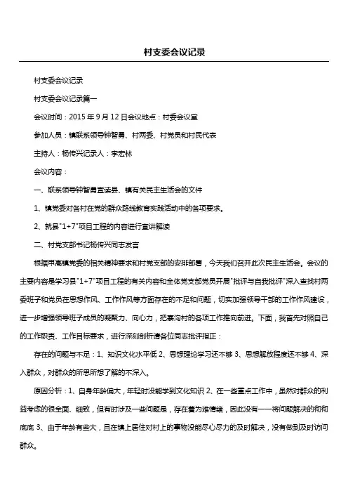 村支委会议记录