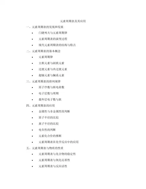 元素周期表及其应用