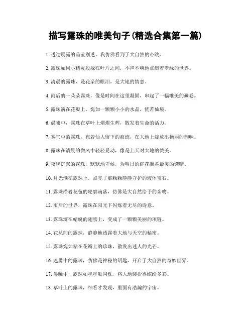 描写露珠的唯美句子(精选合集两篇)