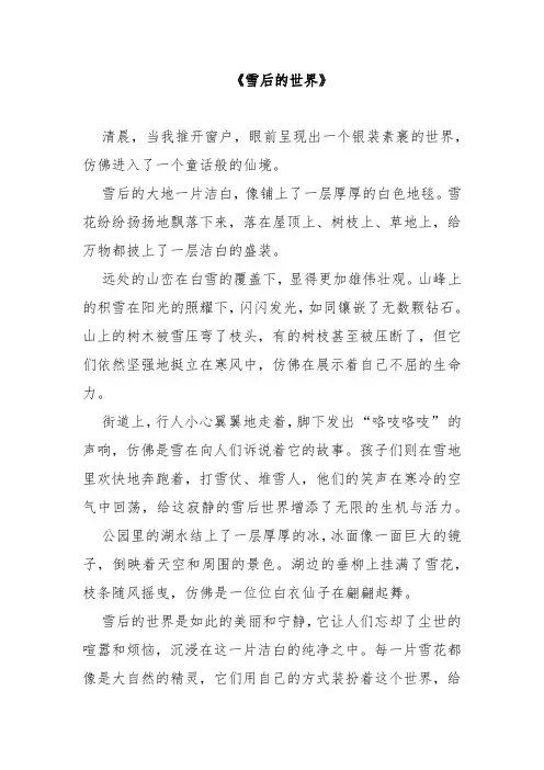 小学生作文《雪后的世界》